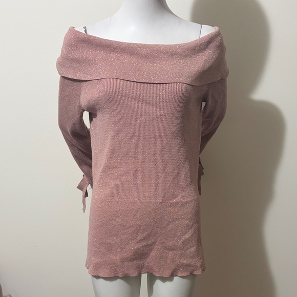 7th avenue Sweaters - Chic Mauve Off-Shoulder Sweater